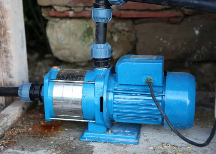 Image of a blue energy efficient irrigation pump